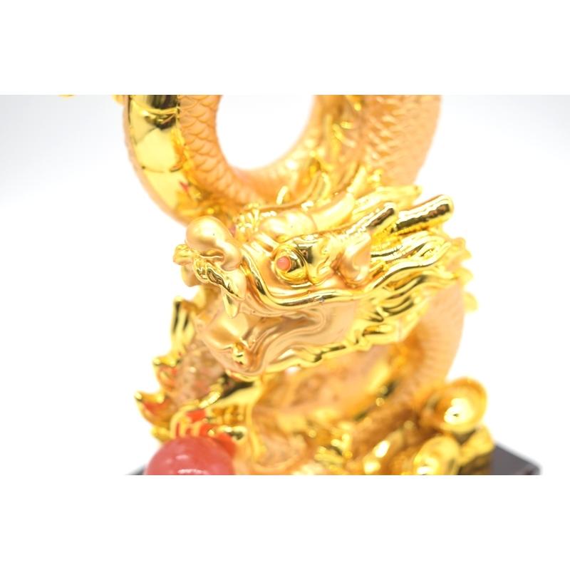 辰 龍の置物 8の字龍 金色 樹脂製 27cm 8型 如意宝珠 元宝 辰 龍の置物 8の字龍 金色 樹脂製 27cm 8型 如意宝珠 元宝