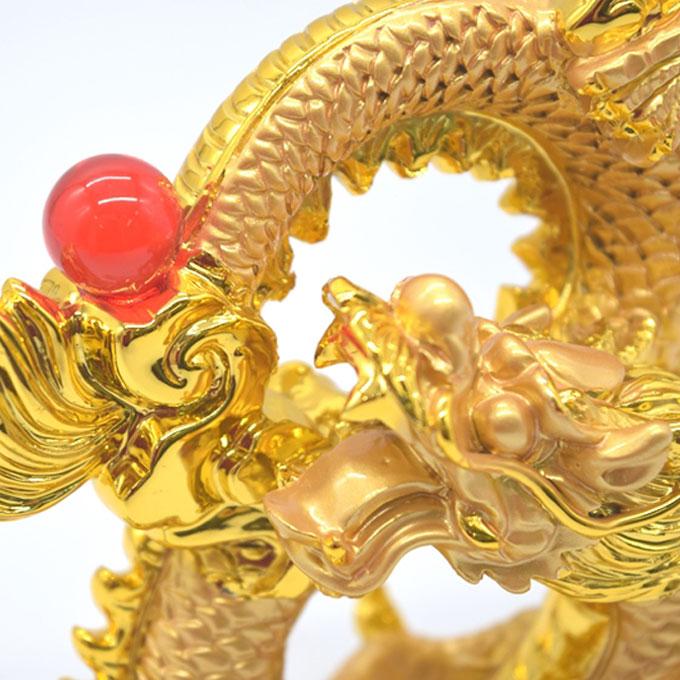 辰 龍の置物 8の字龍 樹脂製 15cm 8型 竜 ガラス台座付き 金色 辰 龍の置物 8の字龍 樹脂製 15cm 8型 竜 ガラス台座付き 金色