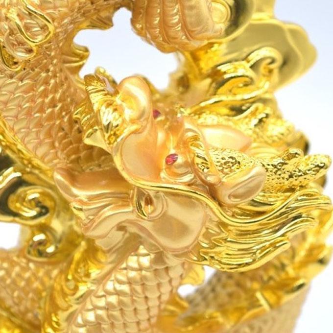 辰 龍の置物 8の字龍 重ね8 金色 樹脂製 28cm 8型