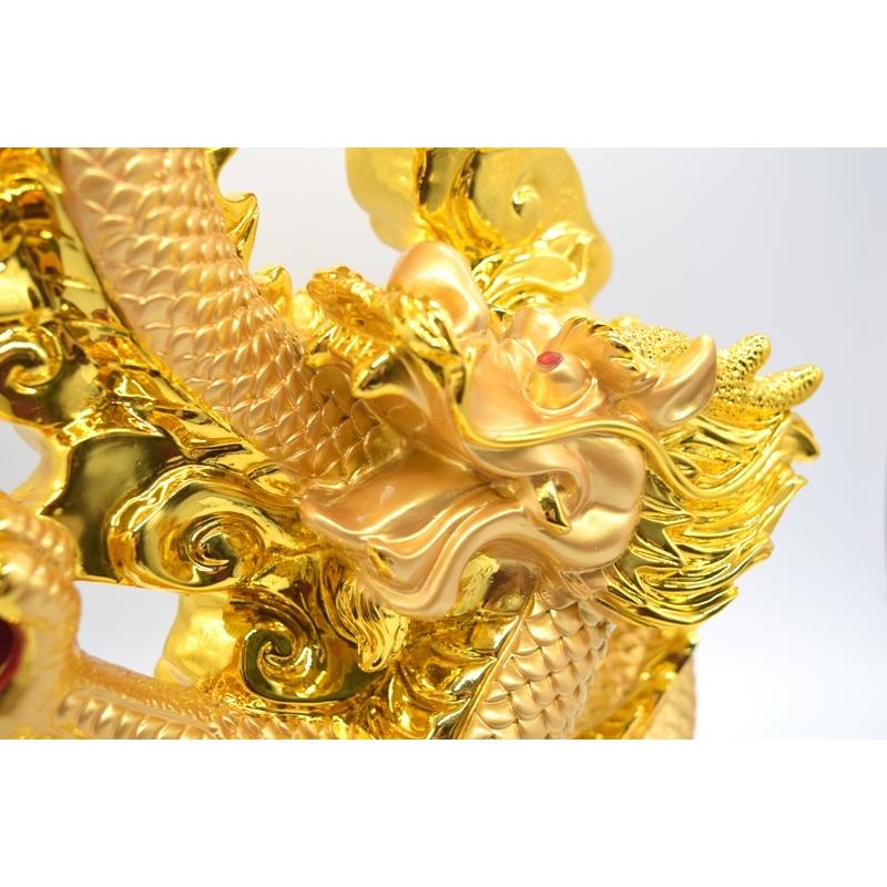 辰 龍の置物 8の字龍 金色 重ね8 樹脂製 48cm 8型 竜 如意宝珠 招財進