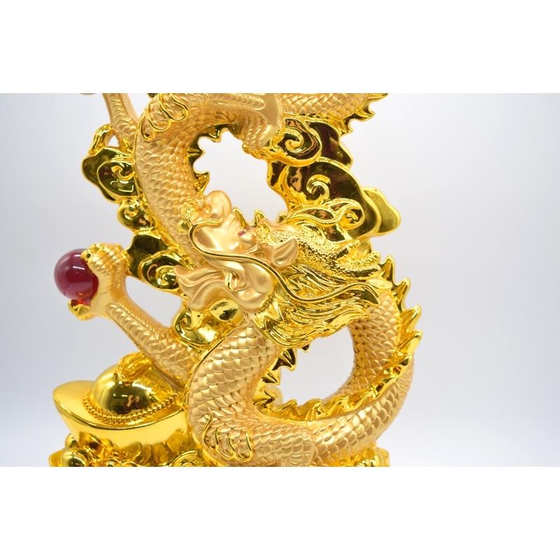 辰 龍の置物 8の字龍 金色 重ね8 樹脂製 48cm 8型 竜 如意宝珠 招財進