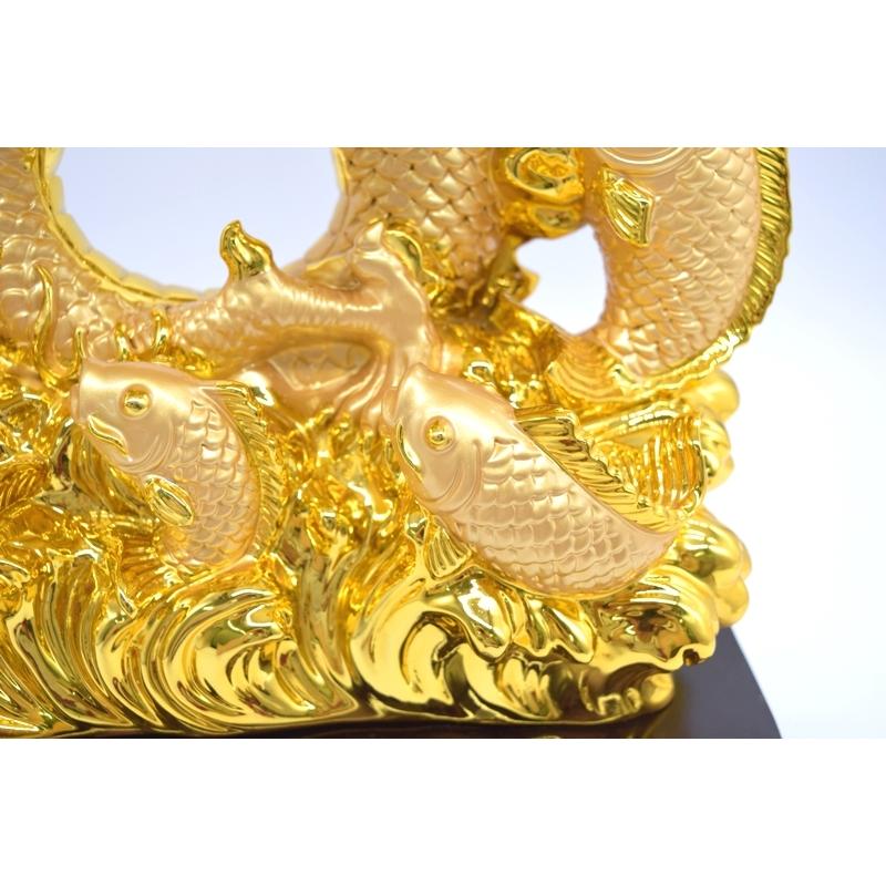 辰 龍の置物 8の字龍 金色 鯉 樹脂製 42cm 8型 竜