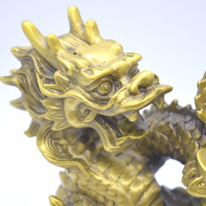 龍 ドラゴン 縦型 元宝台座 五本爪 銅製置物 22cm |  | 07