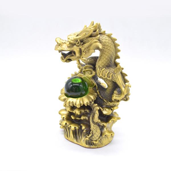 龍の置物 竜 縦型 21cm 銅製 五本爪 如意宝珠 ドラゴン |  | 01