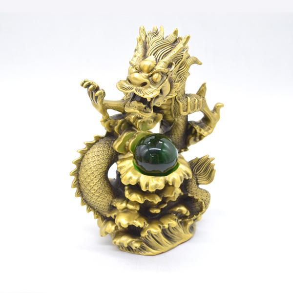 龍の置物 竜 縦型 21cm 銅製 五本爪 如意宝珠 ドラゴン |  | 05