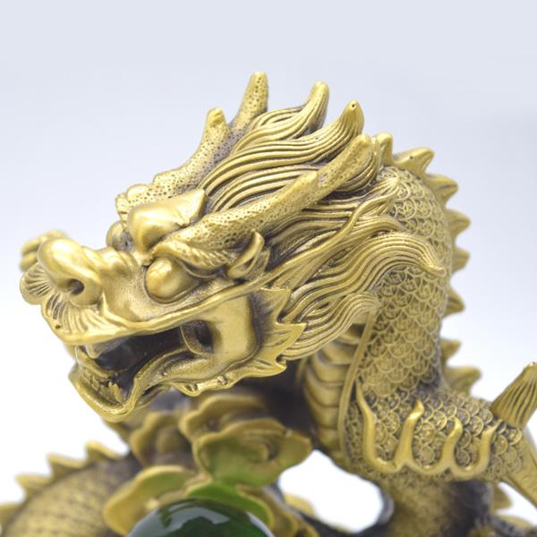 龍の置物 竜 縦型 21cm 銅製 五本爪 如意宝珠 ドラゴン |  | 10