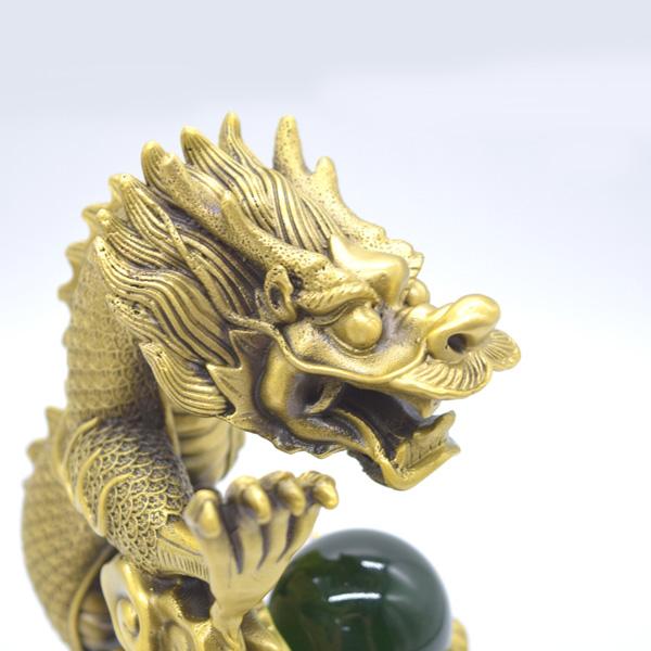 龍の置物 竜 縦型 21cm 銅製 五本爪 如意宝珠 ドラゴン |  | 09