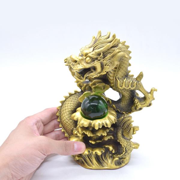 龍の置物 竜 縦型 21cm 銅製 五本爪 如意宝珠 ドラゴン |  | 06