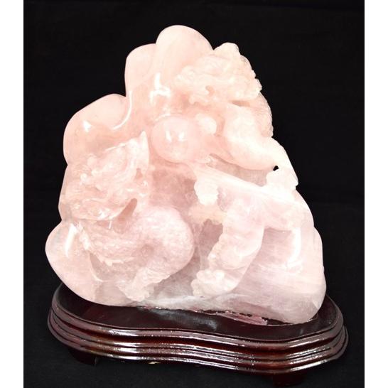 龍 高級置物 ローズクォーツ 紅水晶 | 