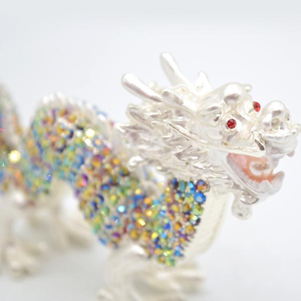 辰 龍の置物 七宝焼き 白 カラフル 6cm 五本爪 玄関 風水インテリア 竜 |  | 08