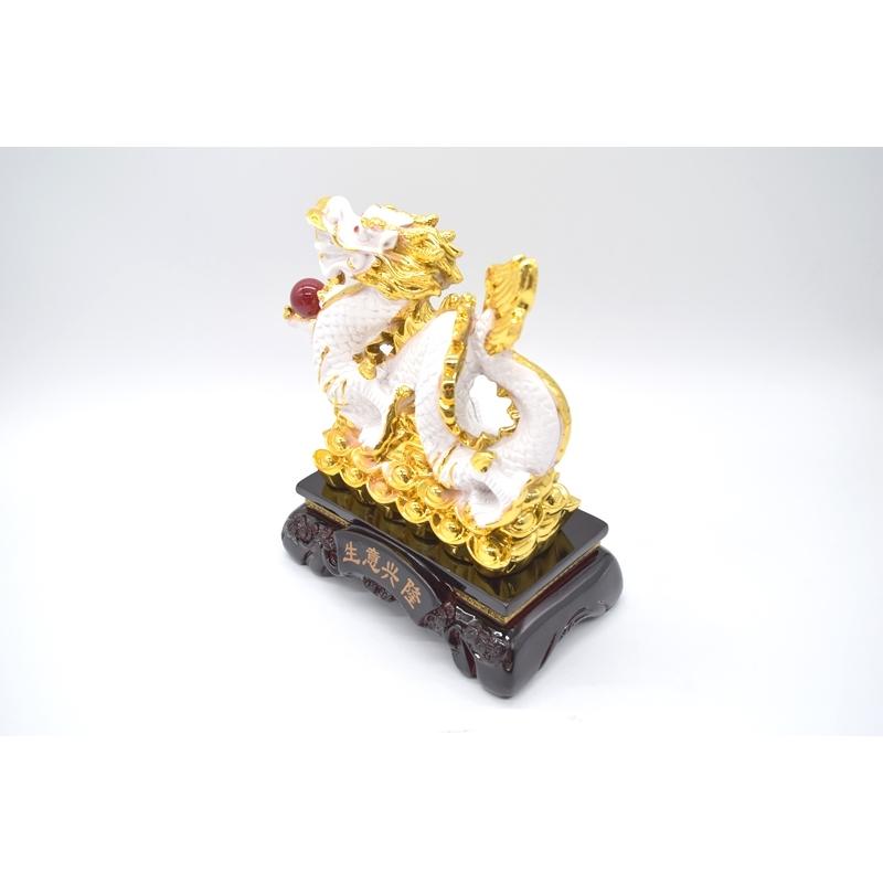 辰 龍の置物 白竜 樹脂製 22cm 台座付き 如意宝珠 |  | 01