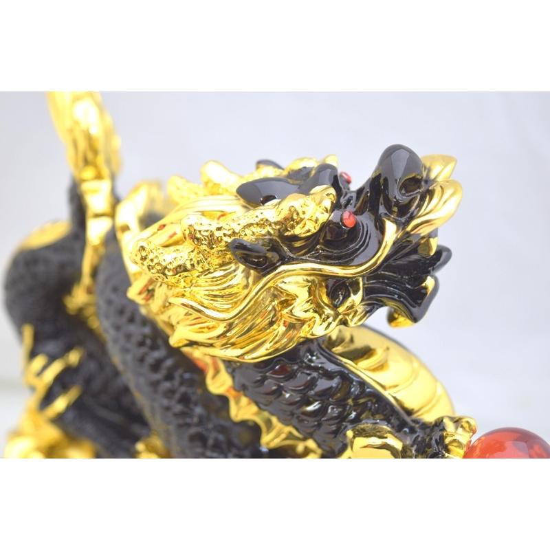 辰 龍の置物 黒竜 樹脂製 22cm 台座付き 如意宝珠 |  | 05
