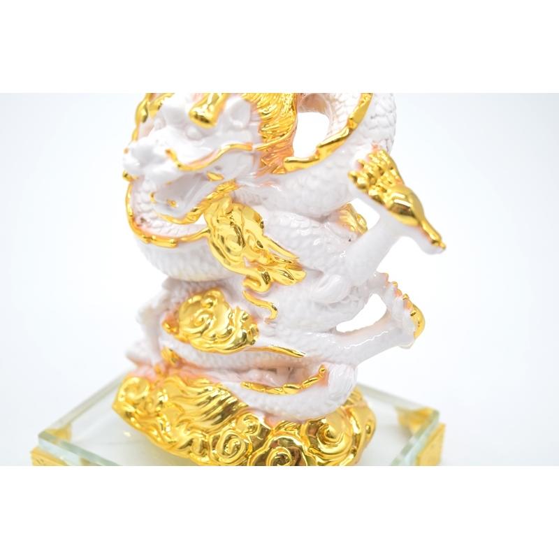 龍の置物 龍 昇龍 白 樹脂製置物 ガラス台座 14cm |  | 10