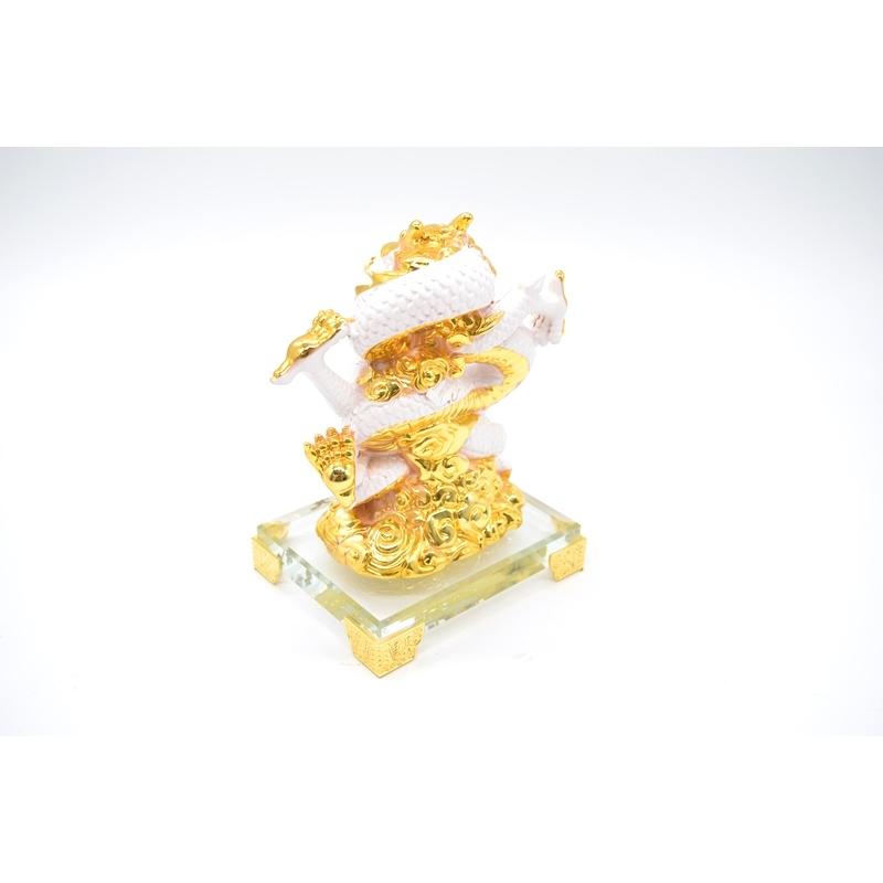 龍の置物 龍 昇龍 白 樹脂製置物 ガラス台座 14cm |  | 03