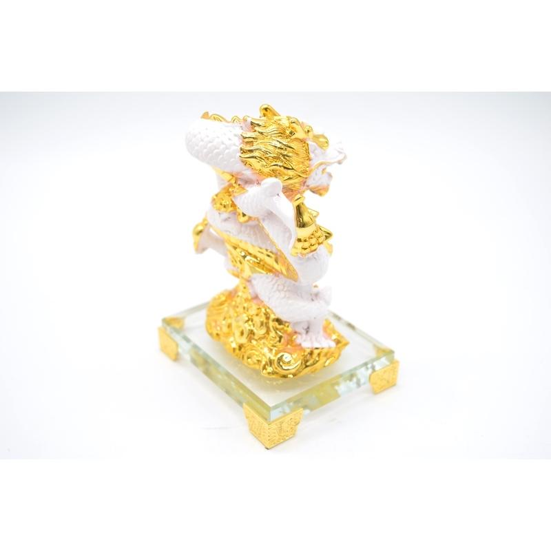 龍の置物 龍 昇龍 白 樹脂製置物 ガラス台座 14cm |  | 05
