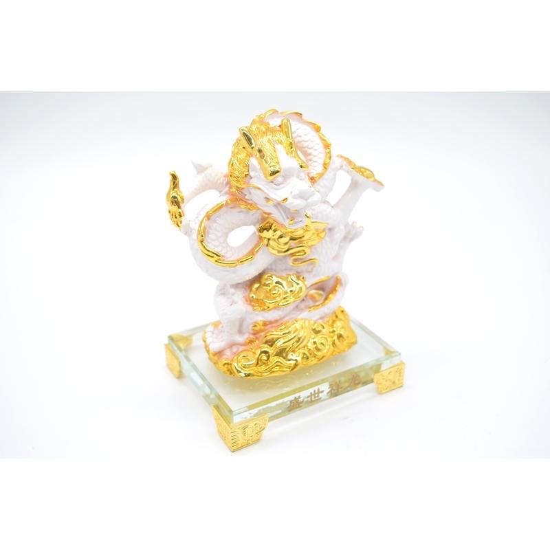 龍の置物 龍 昇龍 白 樹脂製置物 ガラス台座 14cm |  | 06