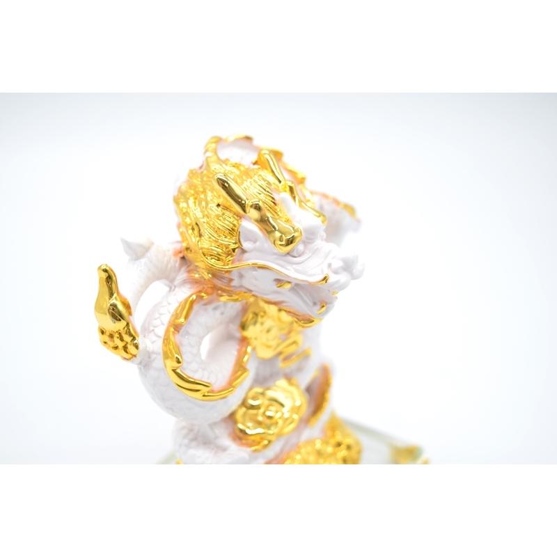 龍の置物 龍 昇龍 白 樹脂製置物 ガラス台座 14cm |  | 09