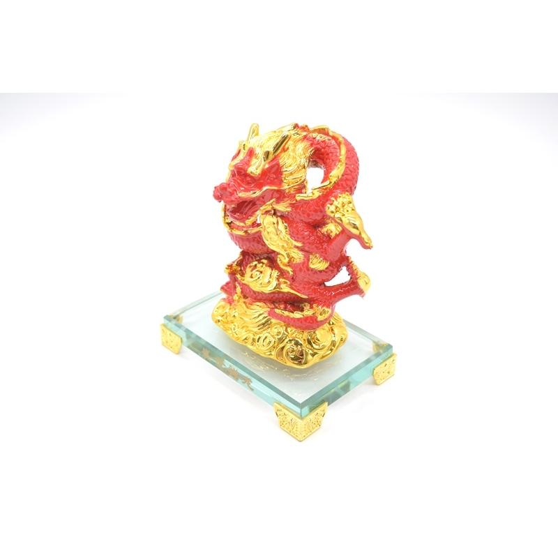 龍の置物 龍 昇龍 赤 樹脂製置物 ガラス台座 14cm |  | 01