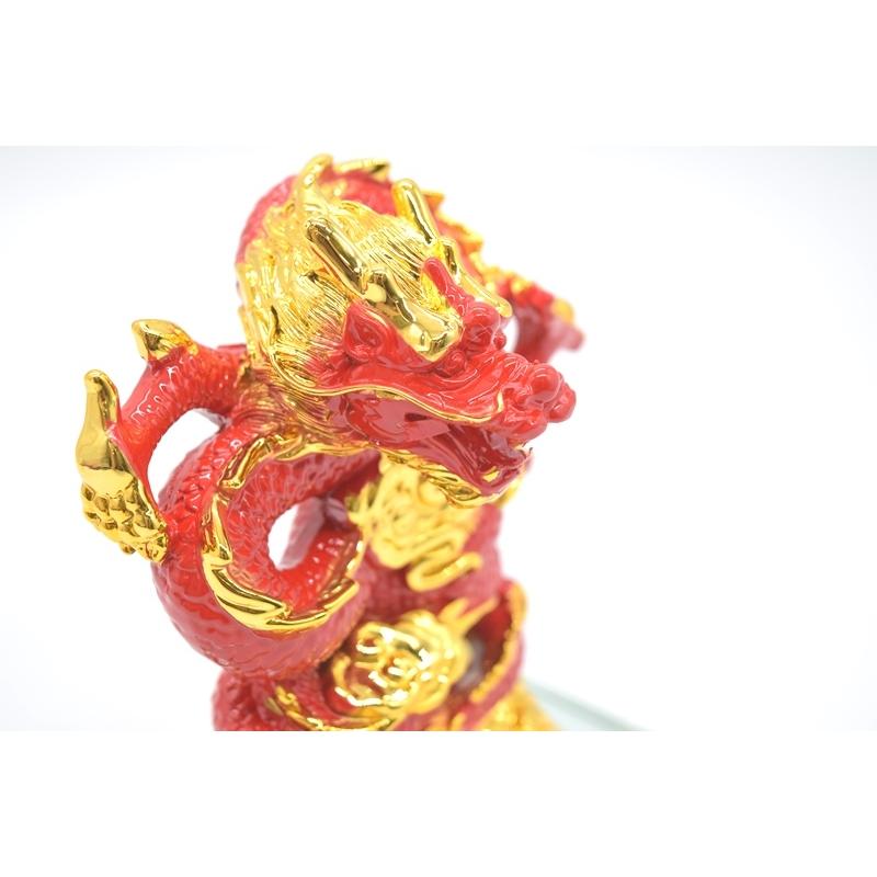龍の置物 龍 昇龍 赤 樹脂製置物 ガラス台座 14cm |  | 08