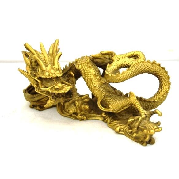 辰 龍の置物 銅製 右向き 9.5cm 竜 見返り 振り向き : 横浜中華