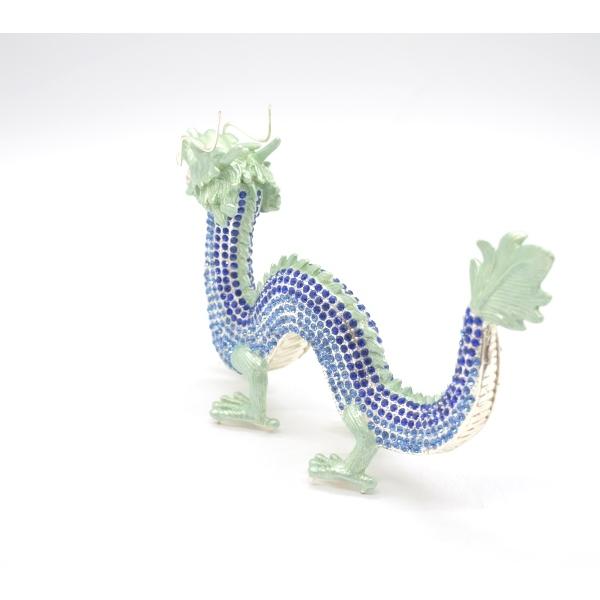 辰 龍の置物 七宝焼き 青 13cm 五本爪 玄関 風水インテリア 竜 : 横浜