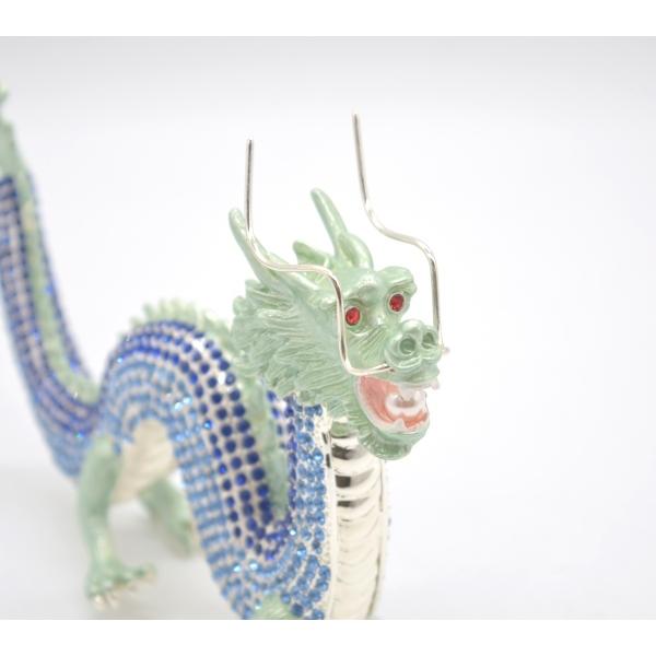 辰 龍の置物 七宝焼き 青 13cm 五本爪 玄関 風水インテリア 竜 : 横浜