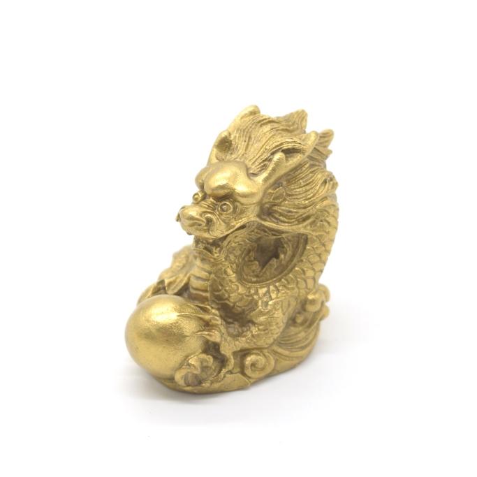 龍の置物 龍 如意宝珠 銅製 横型 小 | 