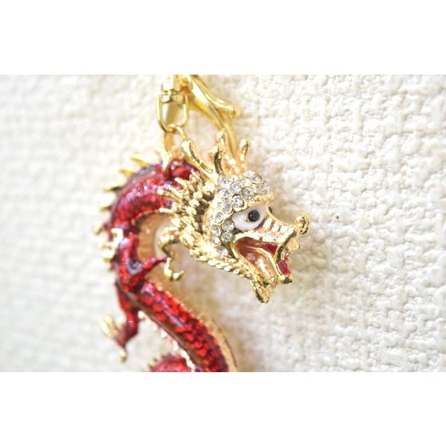 【メール便OK】 龍 竜 七宝焼き キーホルダー 赤 レッド 金属製雑貨 |  | 02
