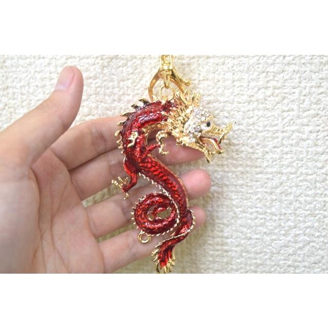【メール便OK】 龍 竜 七宝焼き キーホルダー 赤 レッド 金属製雑貨 |  | 03