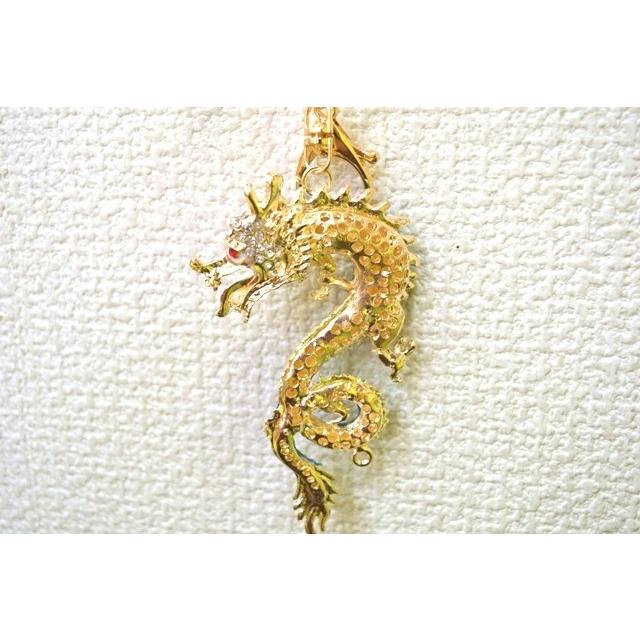 【メール便OK】 龍 竜 七宝焼き キーホルダー 黒 ブラック 金属製 |  | 04