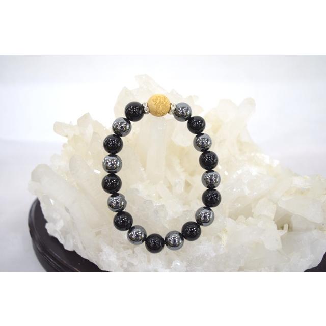 厄除け 開運 オニキス ヘマタイト 木彫り剣龍 パワーストーンブレスレット 12mm | 