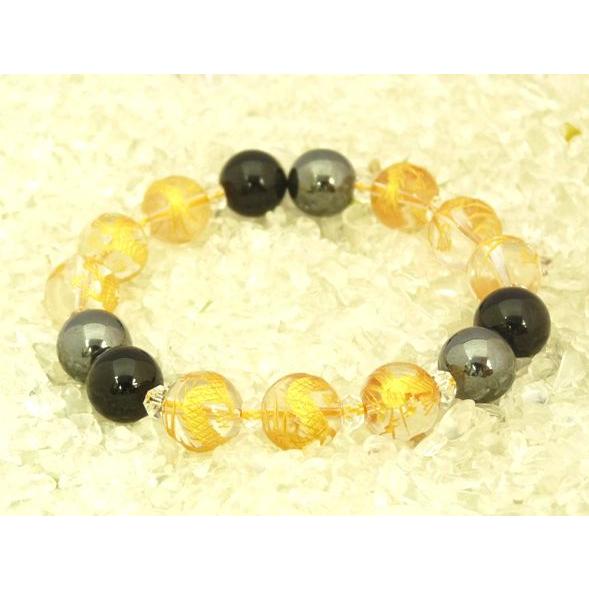 九頭龍 金彫り龍クォーツ 総合運 ヘマタイト オニキス ブレス 12mm |  | 01