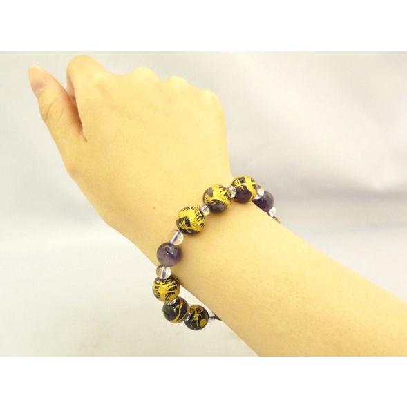 九頭龍 金彫り龍アメジスト 総合運 水晶 ブレス 12mm |  | 03