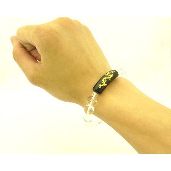 龍全体運UP 金彫り龍オニキス＆水晶 魔除け・邪気祓い・浄化 パワーストーンブレスレット |  | 03