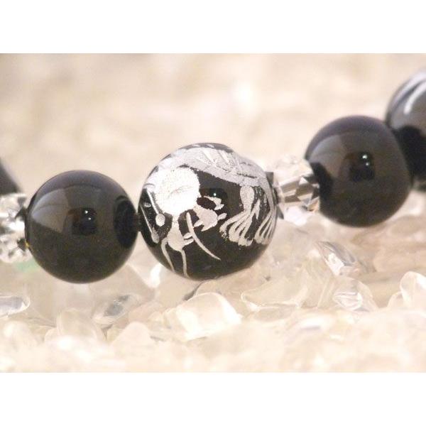 龍 銀彫り龍オニキス 魔除け・邪気祓い パワーストーンブレスレット |  | 01