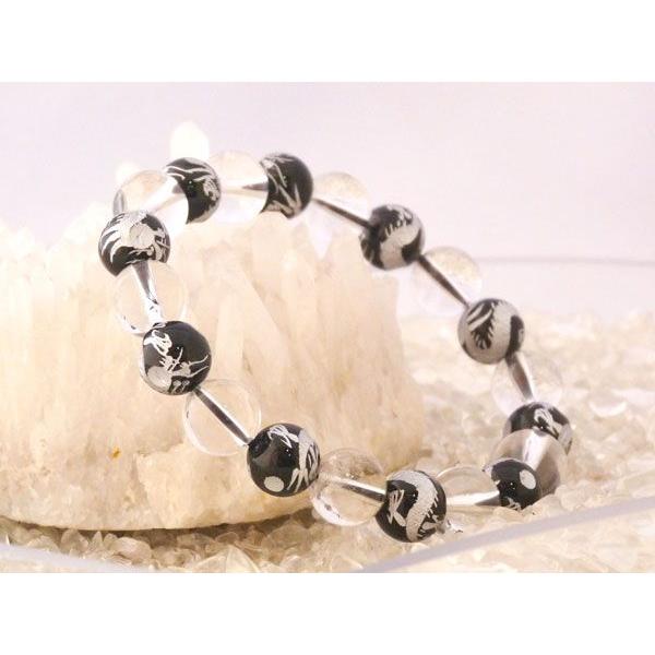 龍 銀彫り龍オニキス 魔除け・邪気祓い パワーストーンブレスレット | 