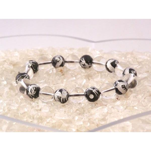 龍 銀彫り龍オニキス 魔除け・邪気祓い パワーストーンブレスレット |  | 02