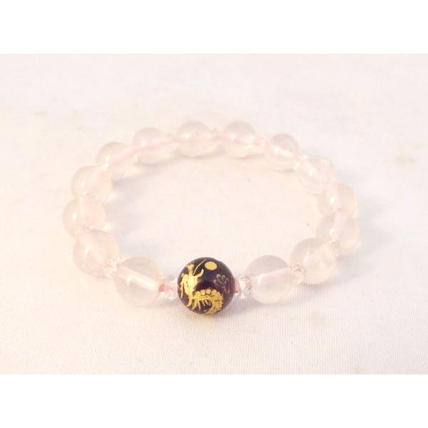 龍 金彫り龍オニキス 魔除け 邪気祓い ローズクォーツ パワーストーンブレスレット |  | 02