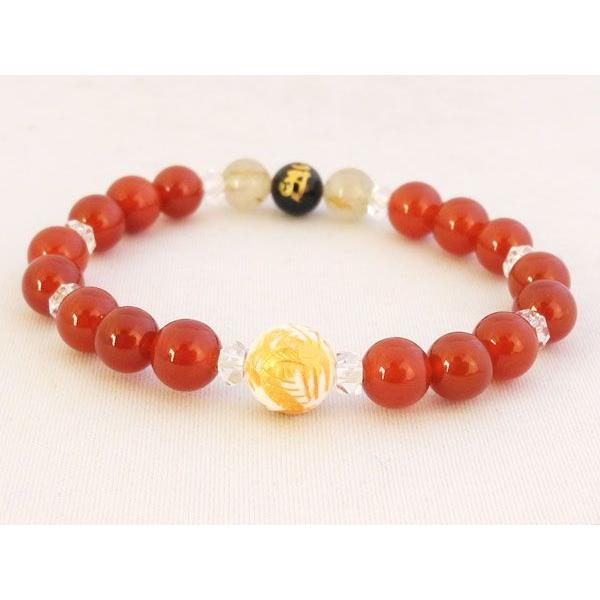 金彫り龍 金彫り梵字 オニキス 赤瑪瑙 ルチルクォーツ 天然石ブレス |  | 11