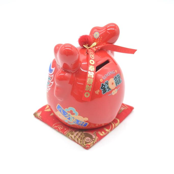 龍 辰 貯金箱 達磨型 敷物付き 陶器製置物 焼き付け式着採 フルカラー 赤 12cm |  | 02