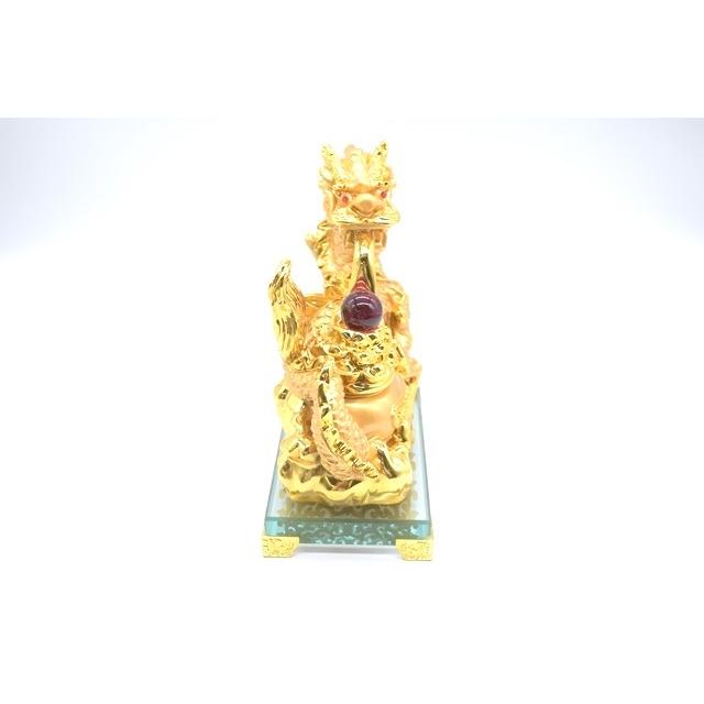 龍の置物 五本指皇帝龍 金 ガラス台座 如意宝珠 聚宝盆 樹脂製置物 20cm |  | 04