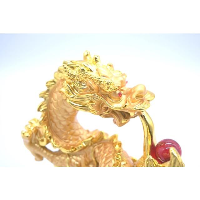 龍の置物 五本指皇帝龍 金 ガラス台座 如意宝珠 聚宝盆 樹脂製置物 20cm |  | 09