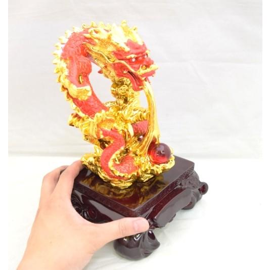 龍の置物 龍 赤 樹脂製置物 台座付き 如意宝珠 37cm |  | 03