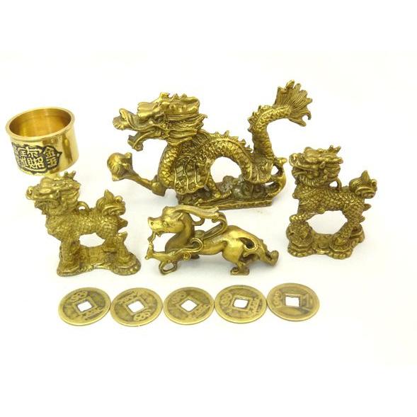 龍 ヤアズ 麒麟 風水セット 銅杯 古銭 銅製置物 邪気祓い 総合運 |  | 01