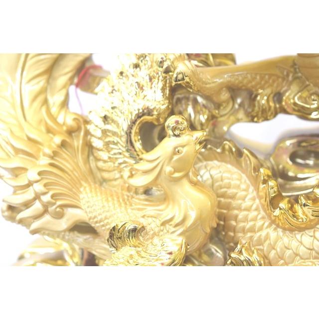 龍 鳳凰 樹脂製置物 台座付き 金色 43cm 夫婦円満 : 横浜中華街 龍 鳳凰 樹脂製置物 台座付き 金色 43cm 夫婦円満 : 横浜中華街