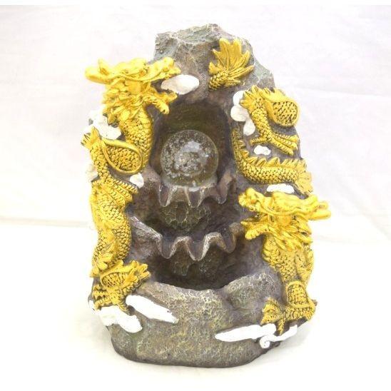 龍の噴水置物 龍 山水双龍 25cm 樹脂製 風水インテリア : 横浜 龍の噴水置物 龍 山水双龍 25cm 樹脂製 風水インテリア : 横浜