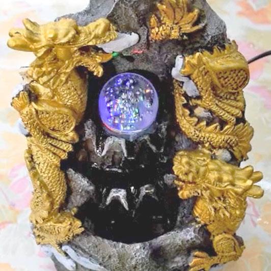 龍の噴水置物 龍 山水双龍 25cm 樹脂製 風水インテリア : 横浜 龍の噴水置物 龍 山水双龍 25cm 樹脂製 風水インテリア : 横浜