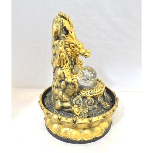 龍の置物 龍 黄金雲龍 噴水置物 樹脂製 風水インテリア モーター駆動