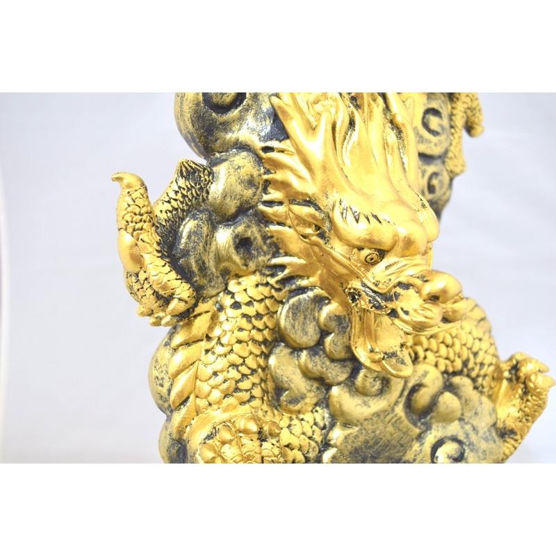 龍の置物 龍 黄金雲龍 噴水置物 樹脂製 インテリア 32cm : 横浜中華街