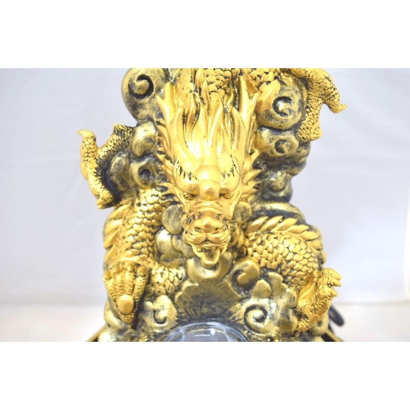 龍の置物 龍 黄金雲龍 噴水置物 樹脂製 インテリア 32cm : 横浜